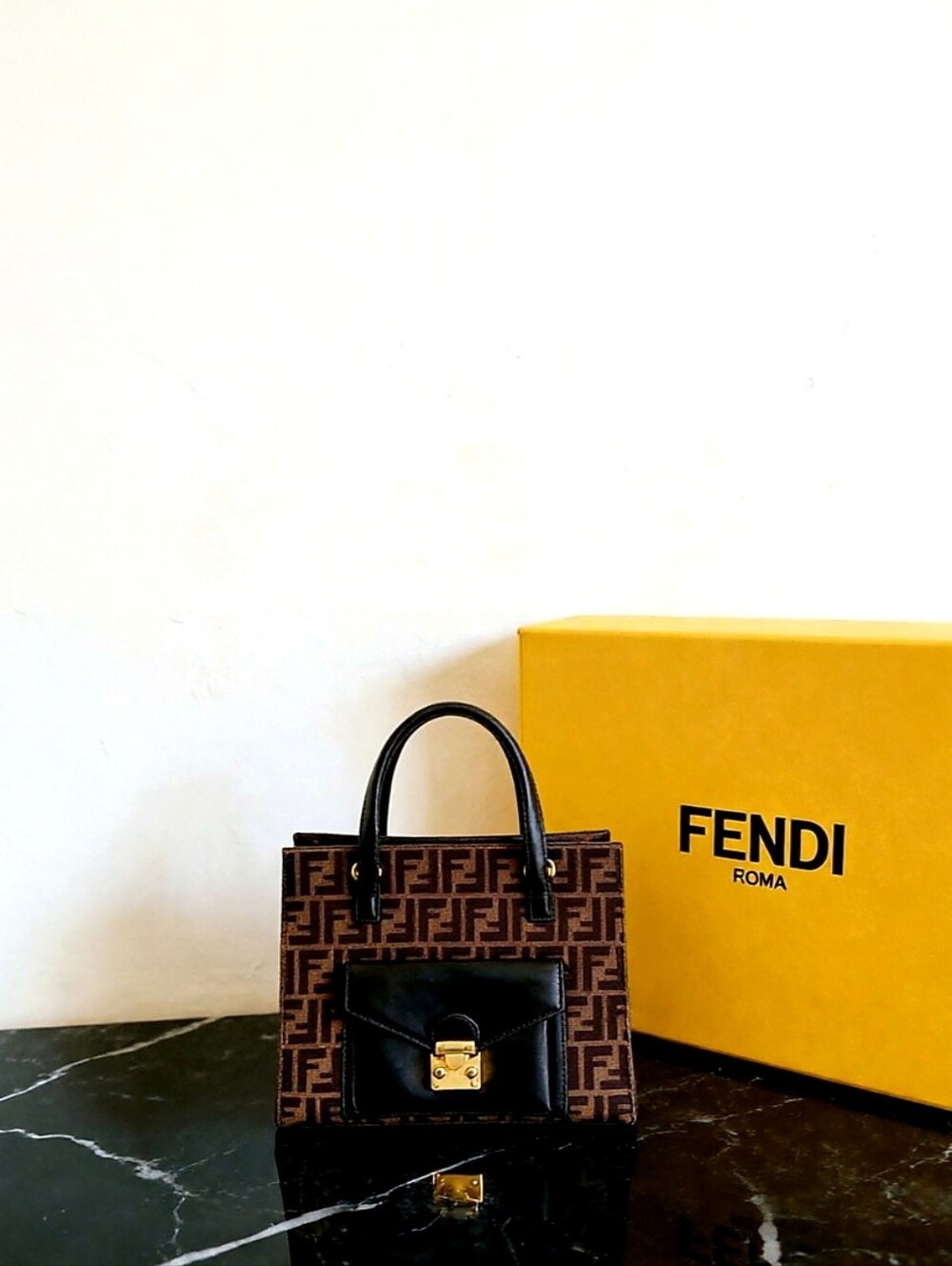 Fendi Vintage Zucca Flip Lock Tote